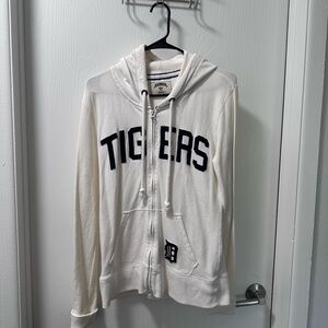 Majestic White and Dark Blue Women's Detroit Tigers Sweater